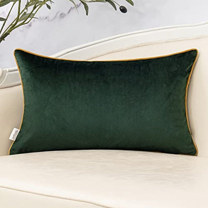 Yangest Green Throw Pillow Cover Velvet Cushion Cover Branches Rectangular Pillowcase for Sofa Couch Bedroom Living Room, 12x20 Inch - color: Green, size: 20" x 12" (Pack of 1)