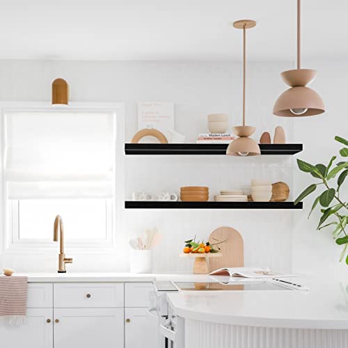 QEEIG Extra Long Floating Shelves for Wall (Black, Set of 2, 47.2") - color: B. Black, size: 47.2"