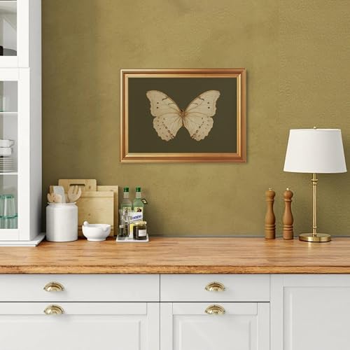 EJPFOGV Butterfly Framed Canvas Wall Art Dark Green Background 12x16 inches - color: Butterfly, size: 16"L x 12"W