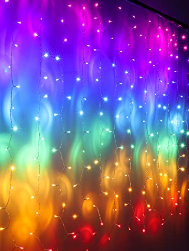 CoziTech Rainbow Fairy String Curtain Lights with Touch Dimmer Switch, Hanging LED Icicle Rainbow Lights Curtain for Girls Bedroom, Kids Room, Unicorn Room, Birthday, Holiday Décor Christmas Gift - color: Rainbow Color with Dimmer Switch
