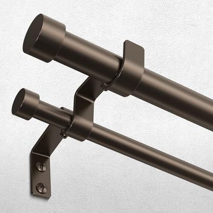 Double Curtain Rod, 36-76 Inch Bronze Modern Heavy Duty Dual Rods - color: Bronze, size: 36"-76"