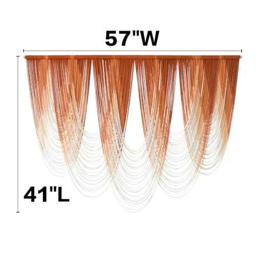 Macrame Wall Hanging Orange Boho Dip Dye Fiber Art Craftsmanship 57"W*41"L - color: Orange