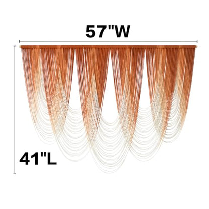 Macrame Wall Hanging Orange Boho Dip Dye Fiber Art Craftsmanship 57"W*41"L - color: Orange