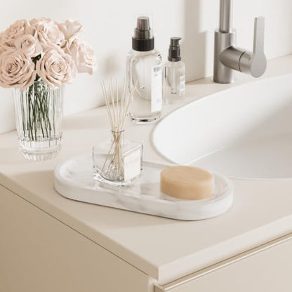 Decorative Trays with Natural Patterns,9.8x4.7x0.7in,Carrara White - color: Carrara White
