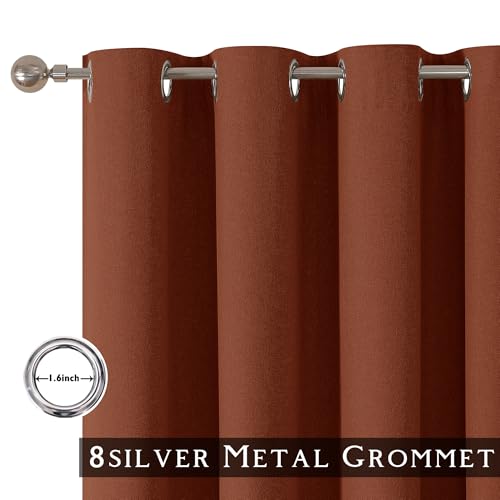 ChrisDown Terracotta Blackout Curtains 45 Inches Long 2 Panels for Bedroom - color: Terracotta, size: 52"W x 45"L (Pack of 2)