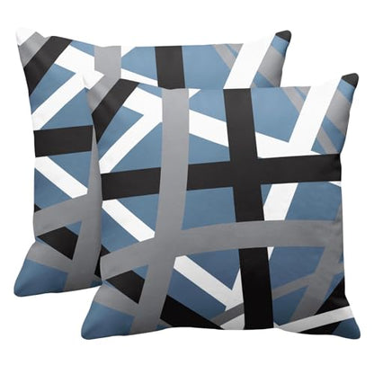 Emvency Throw Pillow Covers Set of 2, 18 x 18 Inch, Stripes Retro Blue - color: Blue 2, size: 18" x 18" (Pack of 2)