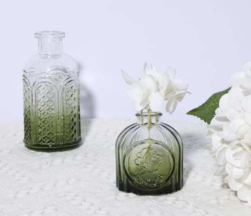 18pcs Green Glass Bud Vase Set, Small Flower Vases for Centerpieces in Bulk - color: Green, size: 18pcs