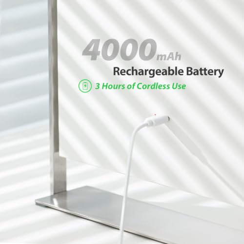 NEZZOE Rechargeable Makeup Mirror with Lights, 4000mAh Battery, 14"x10" - color: 14"x10" White
