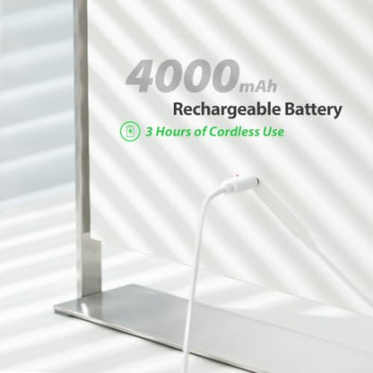 NEZZOE Rechargeable Makeup Mirror with Lights, 4000mAh Battery, 14"x10" - color: 14"x10" White