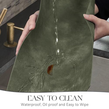 MOSAYT Vinyl Faux Leather Placemats, Set of 6, Olive Green - color: Olive Green