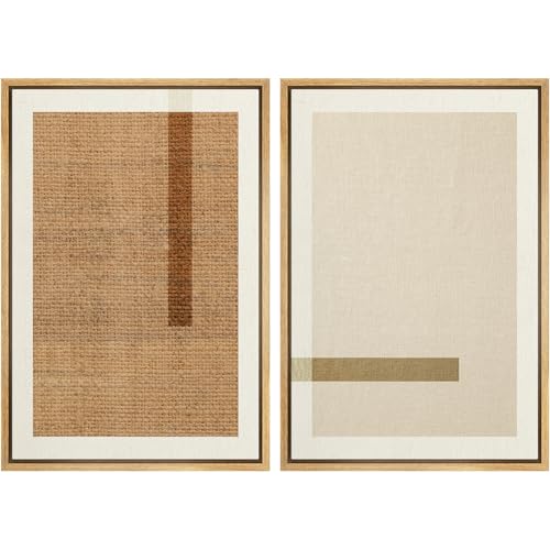 SIGNWIN Framed Canvas Print Wall Art Set Neutral Linen Inspired Minimalist Illustrations Modern Art Minimal Boho Relax/Calm for Living Room, Bedroom, Office - 16"x24"x2 NATURAL - color: A16-2603-EST05, size: 16"x24"x2 Panels Natural