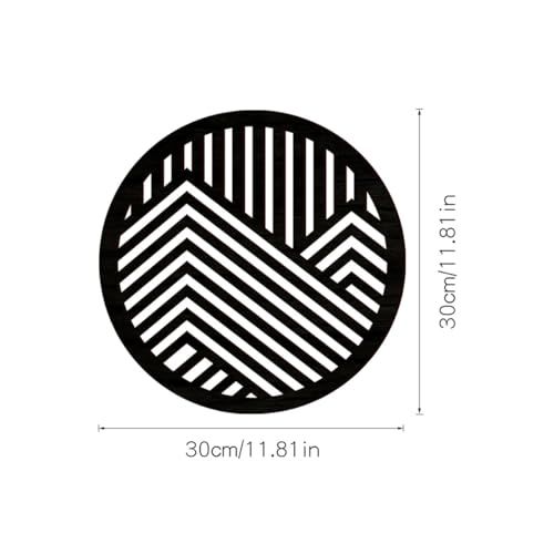 Geometric Wood Wall Art Decor, Modern Vintage Mountain Wall Sculptures Hanging Abstract Panels Decor, 3D Round Hollow Wooden Craft Art Boho Wall Decoration, for Home Office Living Room Bedroom (Black)