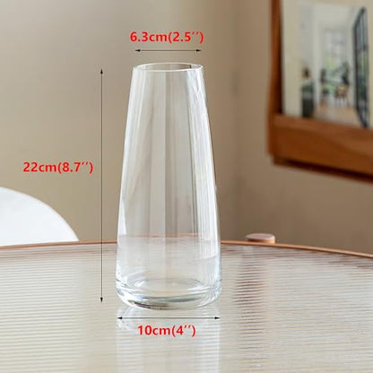 FANTESTICRYAN Modern Glass Vase, 8.7''H Decor Flower Vases, Crystal Clear - color: Crystal Clear