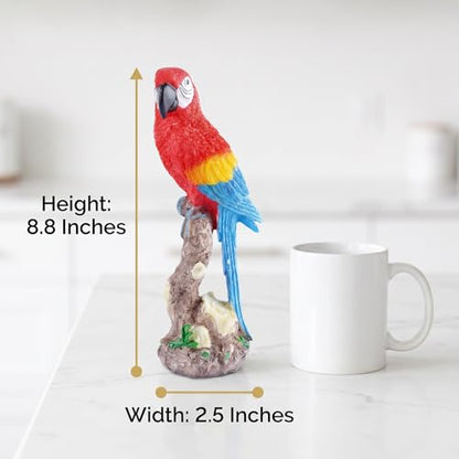 Resin Parrot Statue Fake Bird Tropical Decor Macaw Figurine - style: Black mouth