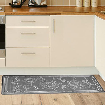 Kitchen Floor Mat Set of 2, Anti Fatigue Mat 17"x47"+17"x29" - color: Grey, size: 17"x47"+17"x29"