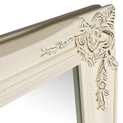 European Style Decorative Mirrors for Wall, Bathroom Mirrors Wall Mounted Mirror (Ivory White)