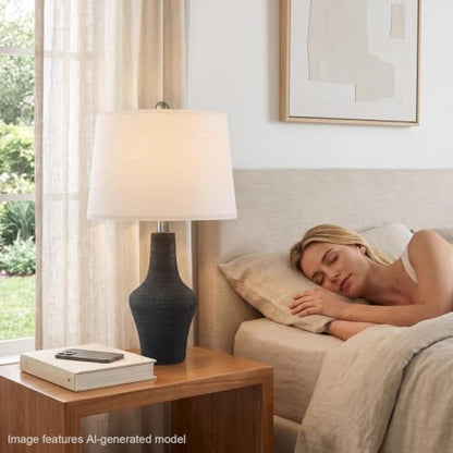 23" Farmhouse Ceramic Table Lamp Modern Bedside Lamps Matte Black - color: 23.25" Single - Matte Black