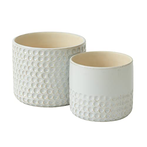 LA Jolie Muse Ceramic Plant Pots, Flower Pots for Indoor Plants, Set of 2 - color: Glacier Gray