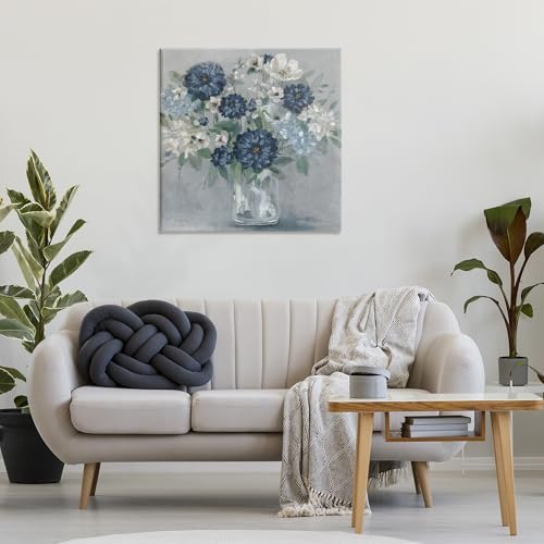 Stupell Industries Blue Mums Bouquet Floral, 30 x 30 Inch Canvas Wall Art - color: Blue Mums Bouquet, size: 30"L x 30"W