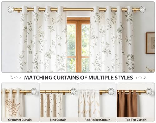 KAMANINA Gold Curtain Rods for Windows 48-84 Inches Heavy Duty Drapery Rod - color: Gold, size: 48-84"(2 pack)