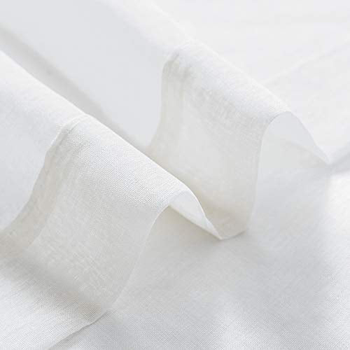 DUALIFE White Sheer Curtains 45 Inch Length,Linen Look Semi Sheer Curtain Drapes for Living Room Bedroom Nursery Kitchen Bathroom,Privacy Voile Window Treatment Panels,White,52 x 45 Inches,Set of 2 - color: White, size: 45"W x 52"L (Pack of 2)