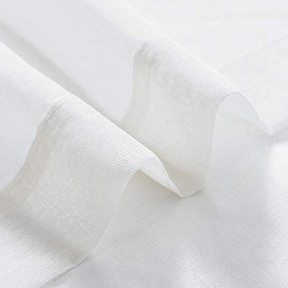 DUALIFE White Sheer Curtains 45 Inch Length,Linen Look Semi Sheer Curtain Drapes for Living Room Bedroom Nursery Kitchen Bathroom,Privacy Voile Window Treatment Panels,White,52 x 45 Inches,Set of 2 - color: White, size: 45"W x 52"L (Pack of 2)