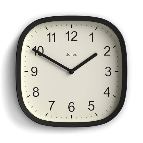 JONES CLOCKS® Sprite wall Clock | Modern Square Clock | 10" | Black - color: Black