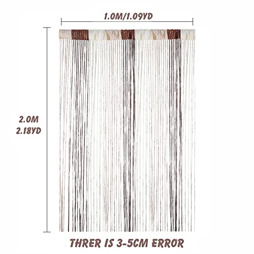 Door String Curtain, Wall Panel Fringe Window Room Divider Blind, Home Patio Bedroom Decorative Tassel Screen Ribbon Strings Strip Silver Thread Screen for Wedding Coffee (Coffee Champagne Beige) - color: Coffee Champagne Beige