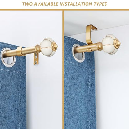 Ceramic Curtain Rods for Windows 66 to 120 Inch 1 Inch Adjustable - color: Gold Beige, size: 66"-120"