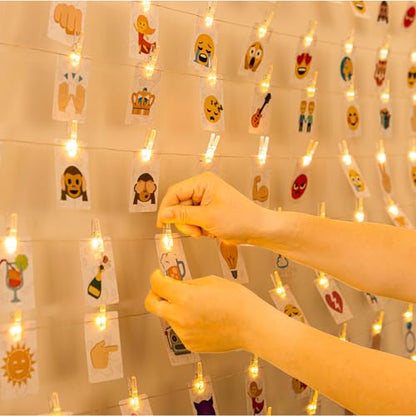 HXWEIYE 50LEDs Photo Clips String Lights, 16.4FT 50 LED, Battery Powered - color: Warm White, size: 16.4 Feet, 50 LEDs, Battery Powered