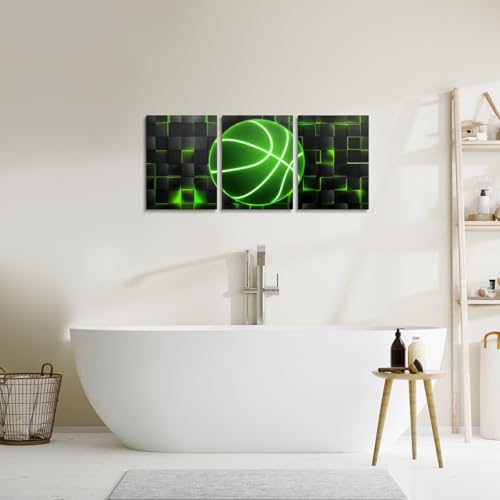 Feelyou Basketball Gaming Wall Art 12" x 16" x 3 - color: Green and Black