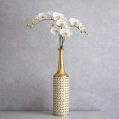 Leewadee Large Floor Vase 26 inches Metal for Pampas Grass, Dried Flowers - color: Gold, White