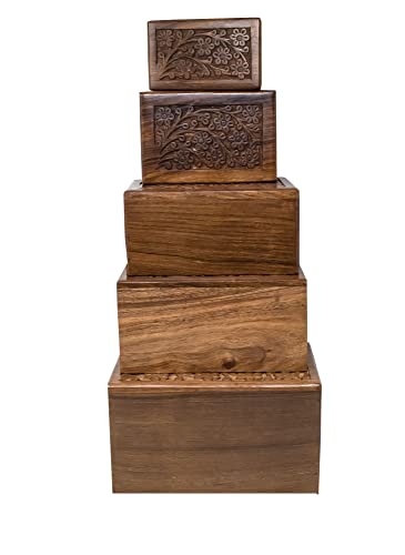 Handcrafted Wooden Urn (Medium Size) Beautiful Unique Tree of Life Rosewood Design - Urns for Human or Pet Ashes - size: L-8x6x4