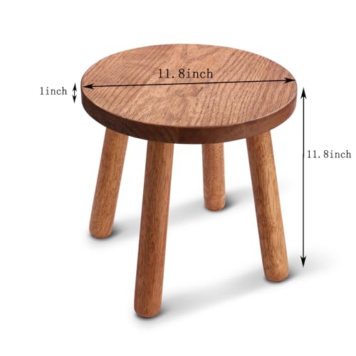 Solid Wooden Stool,Plant Stand,Step Stool,Light Walnut,11.8" H - color: Light Walnut, size: 11.8inch