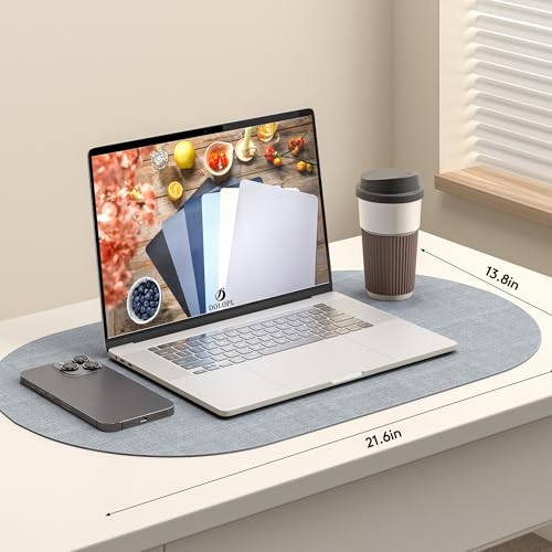DOLOPL Oval Placemats Set of 6, Dusty Blue Faux Leather Table Place Mats - color: Dusty Blue, size: Medium: 11.8" x 17"