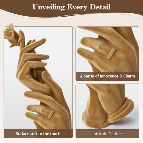 Couple Statue with Soft Velvety Texture Wedding Decor, Brown - color: Hand Rose-brown