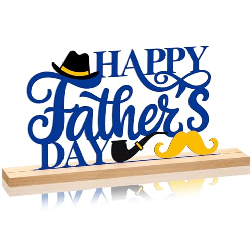 Roowest Metal Happy Father's Day Table Decor Sign with Wooden Base - style: Father's Day