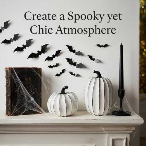 FESTGLOX White and Black Halloween Pumpkin Decor, Small Resin Pumpkin Set - color: White and Black-2pcs