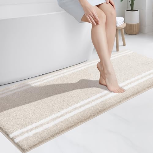 PURRUGS Bathroom Runner Rug, Bath Mat, 24" x 60", Beige - color: Beige, size: 24" X 60"