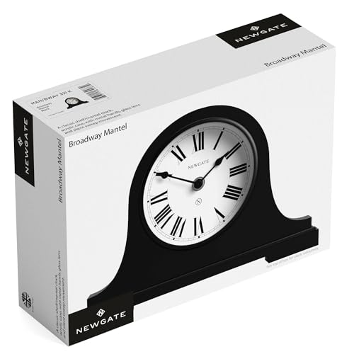 NEWGATE® Broadway Mantel Clock | Classic Napoleon’s hat Design | Black | Roman Numerals | Traditional Style for Desk, Table top, Shelf or Bedside - color: Black