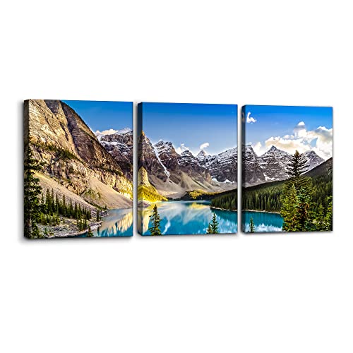 3 Pieces Colorado Framed Wall Art Snow Mountain and Lake National Park Natural Landscape Picture Modern Artwork Painting Print on Canvas for Living Room Home Decoration - 12" x 16" x 3 - color: Wallart-14, size: 12" x 16" x 3 Panels