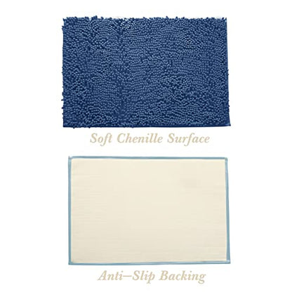 Non-Slip Bath Rug,Extra Soft Microfiber Bedroom Shag Carpet with Anti-Slip Backing,Water/Dust Absorbent Fast Dry Shower Mat,Sound Insulated Stairs Pad,Machine Washable (NavyBlue,19 x 31 Inches) - color: Navyblue, size: 19"x31"