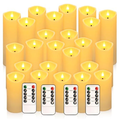 24 Pack Ivory Flameless Candles, with 4 Remote Controls - color: 24Wave Flameless Candle