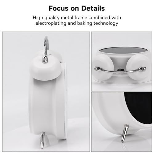 Digital Small Alarm Clock, 4.5 Inch Double Bell Electronic LED Alarm Clock - color: White