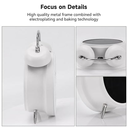 Digital Small Alarm Clock, 4.5 Inch Double Bell Electronic LED Alarm Clock - color: White