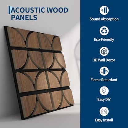 Garvee 3D Acoustic Wood Panels, 12" x 12" Sound Absorbing Wall Panels, Oak - color: 24 pcs-Oak