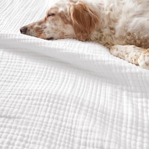 PHF 100% Cotton Muslin Blanket for Adults, King Size 108"X90", White - color: 01 - White, size: King Size(108"X90")