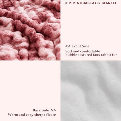 50"x60" Ultra-Soft Fuzzy Faux Fur Throw, Dusty Rose Tie Dye - color: Bubble Tie Dusty Rose, size: Throw (50" x 60")