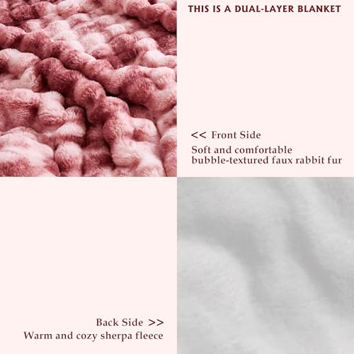 60"x80" Ultra-Soft Fuzzy Faux Fur Twin, Dusty Rose Tie Dye - color: Bubble Tie Dusty Rose, size: Twin (60" x 80")