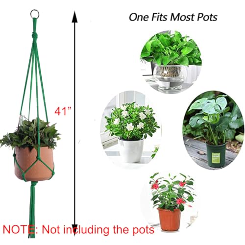 ELANE 6PCS Macrame Plant Hanger Indoor Hanging Planter Basket Decorative Tassels Flower Pot Holder for Indoor Outdoor Home Decor(6Pcs Green) - size: 6Pcs green
